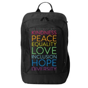 Peace Love Inclusion Equality Diversity Human Rights City Backpack