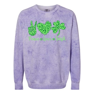 Peace Love Irish Patricks Day Funny Gift Colorblast Crewneck Sweatshirt