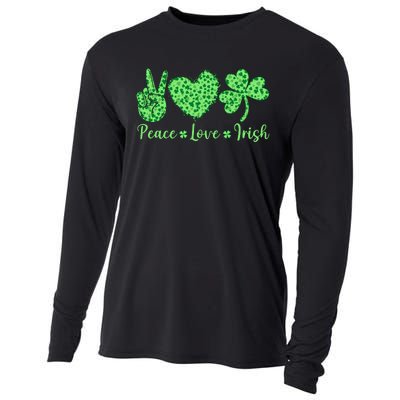 Peace Love Irish Patricks Day Funny Gift Cooling Performance Long Sleeve Crew