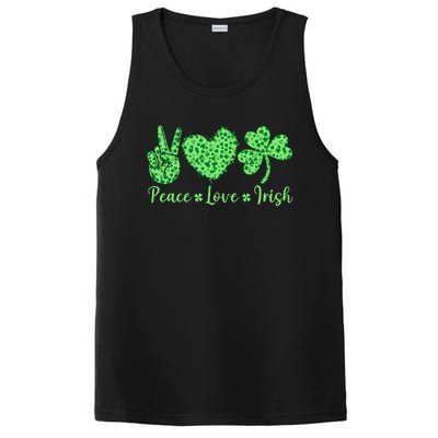 Peace Love Irish Patricks Day Funny Gift PosiCharge Competitor Tank