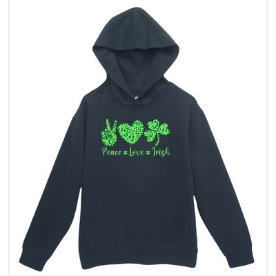 Peace Love Irish Patricks Day Funny Gift Urban Pullover Hoodie