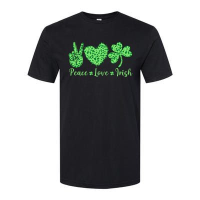 Peace Love Irish Patricks Day Funny Gift Softstyle CVC T-Shirt