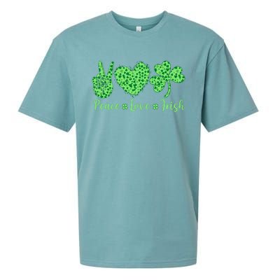 Peace Love Irish Patricks Day Funny Gift Sueded Cloud Jersey T-Shirt