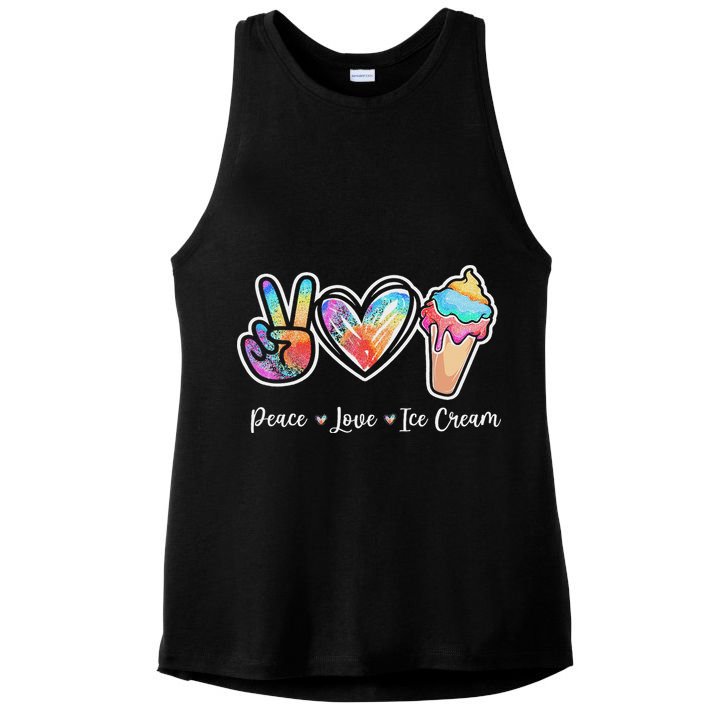 Peace Love Ice Cream Cute For Ns Women Ladies PosiCharge Tri-Blend Wicking Tank