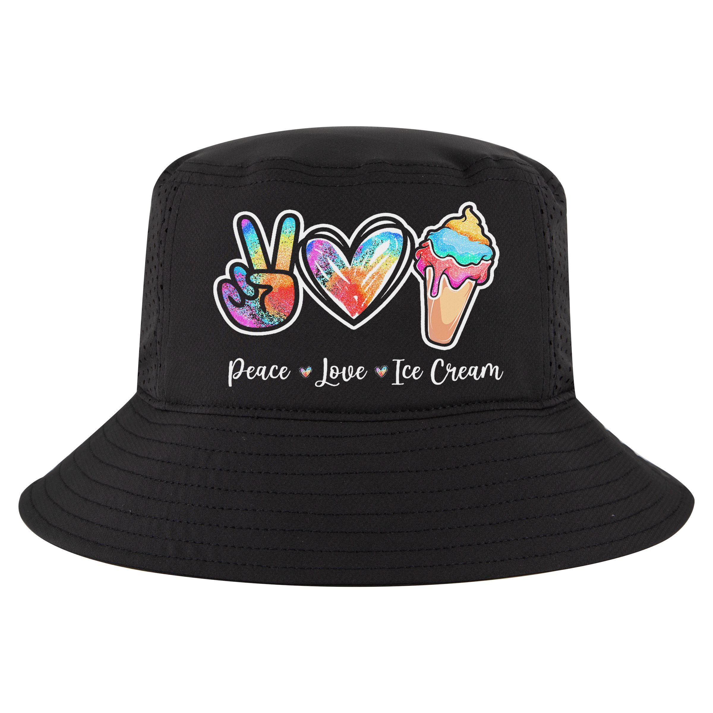 Peace Love Ice Cream Cute For Ns Women Cool Comfort Performance Bucket Hat