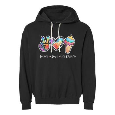 Peace Love Ice Cream Cute For Ns Women Garment-Dyed Fleece Hoodie