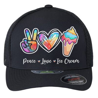 Peace Love Ice Cream Cute For Ns Women Flexfit Unipanel Trucker Cap