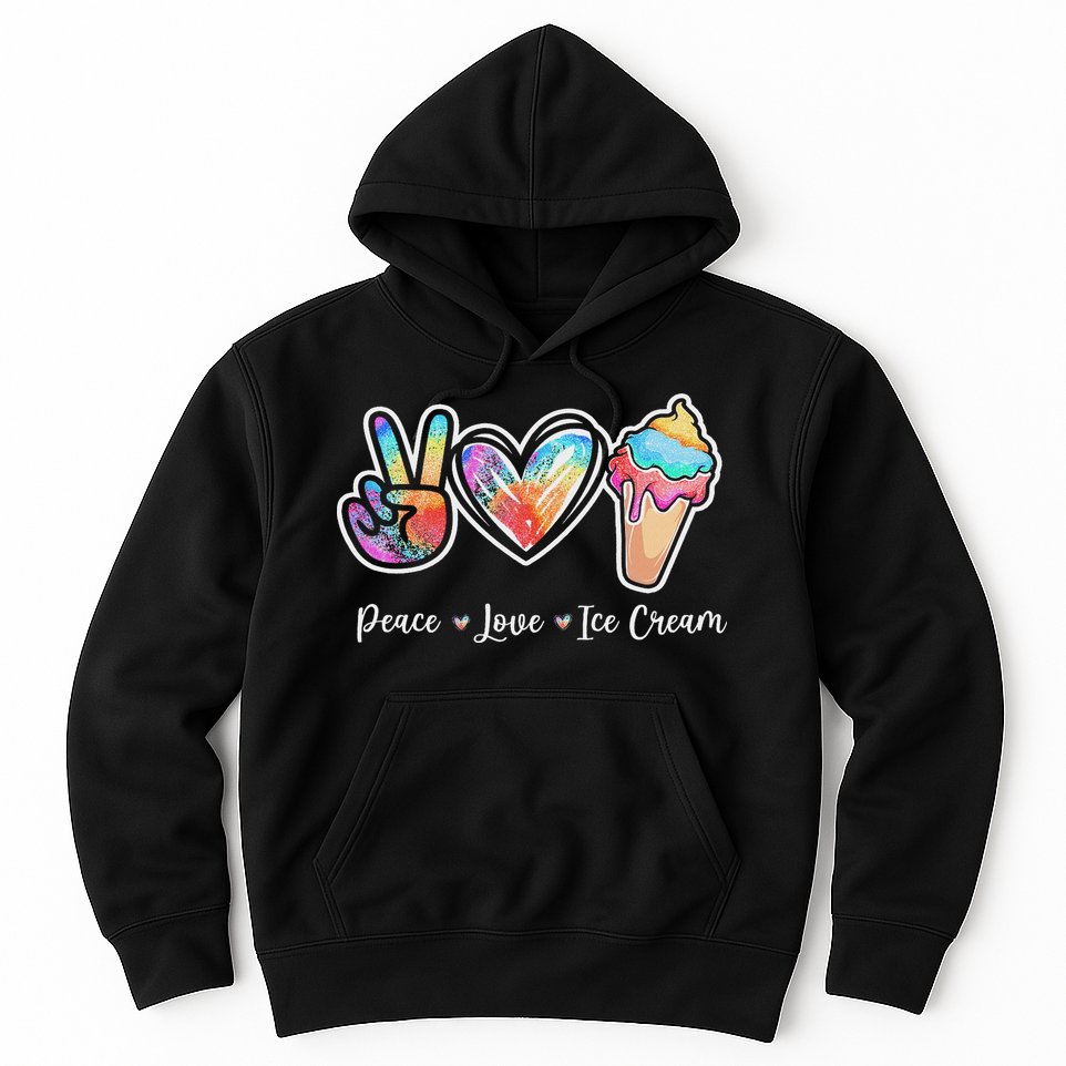 Peace Love Ice Cream Cute For Ns Women Hoodie