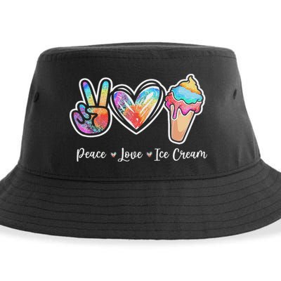 Peace Love Ice Cream Cute For Ns Women Sustainable Bucket Hat