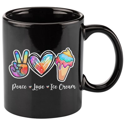 Peace Love Ice Cream Cute For Ns Women 11oz C Handle Ceramic Mug