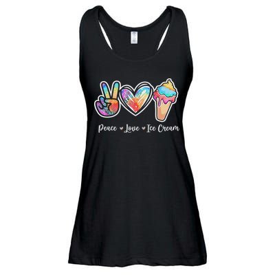 Peace Love Ice Cream Cute For Ns Women Ladies Essential Flowy Tank
