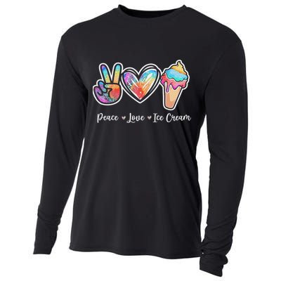 Peace Love Ice Cream Cute For Ns Women Cooling Performance Long Sleeve Crew