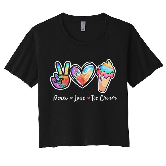 Peace Love Ice Cream Cute For Ns Women Crop Top