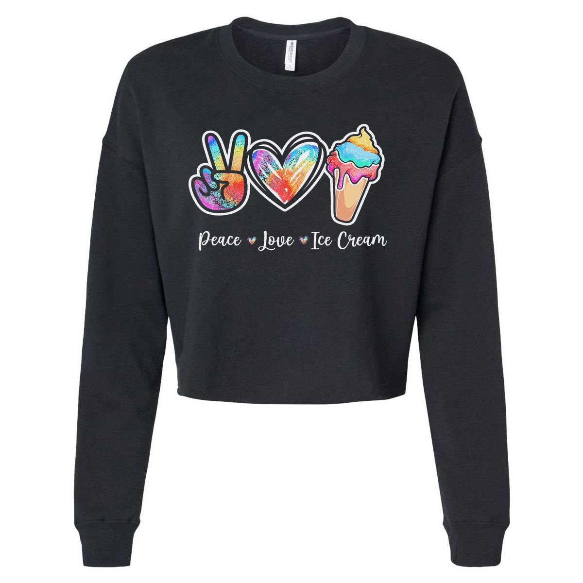 Peace Love Ice Cream Cute For Ns Women Cropped Pullover Crew