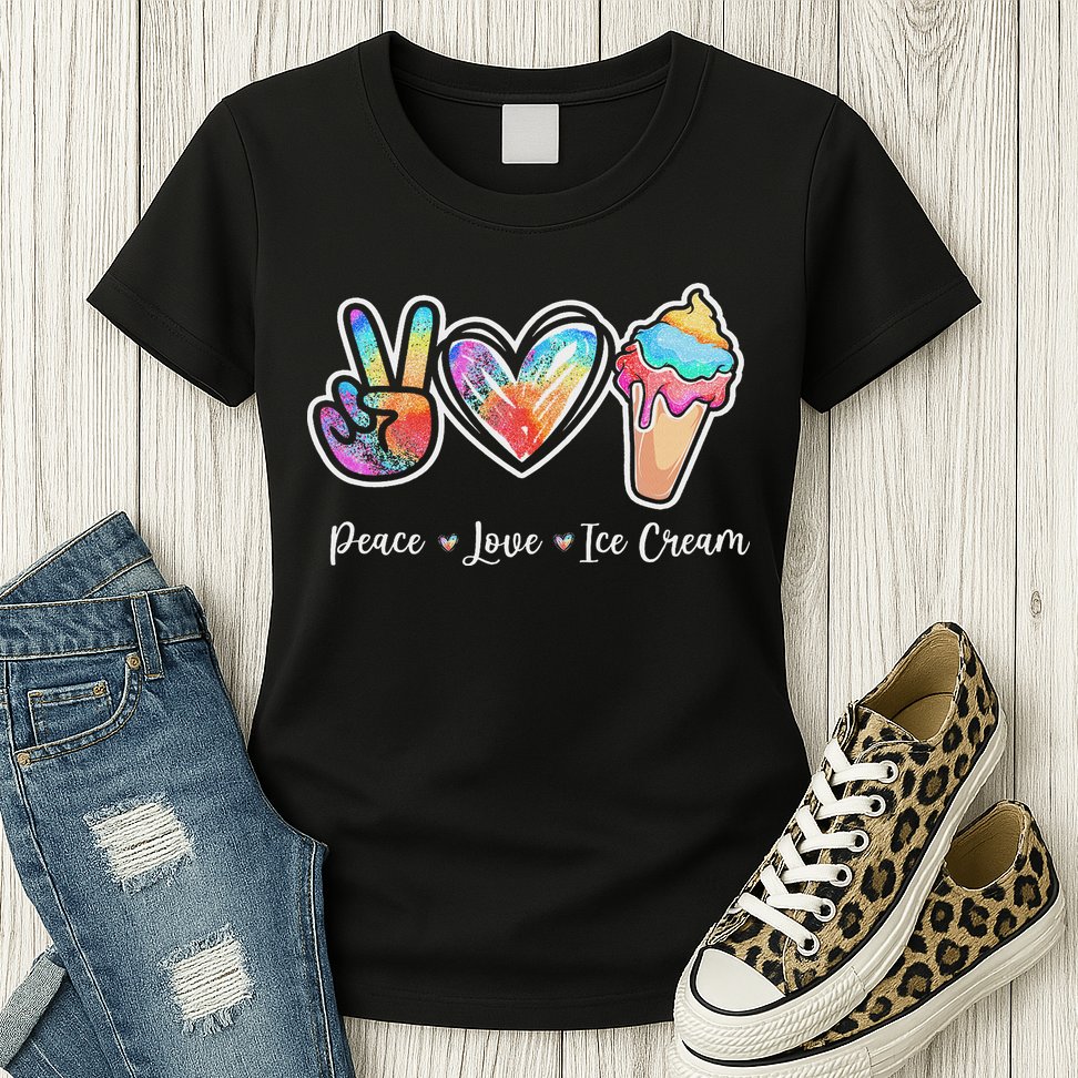 Peace Love Ice Cream Cute For Ns Women Womens T-Shirt