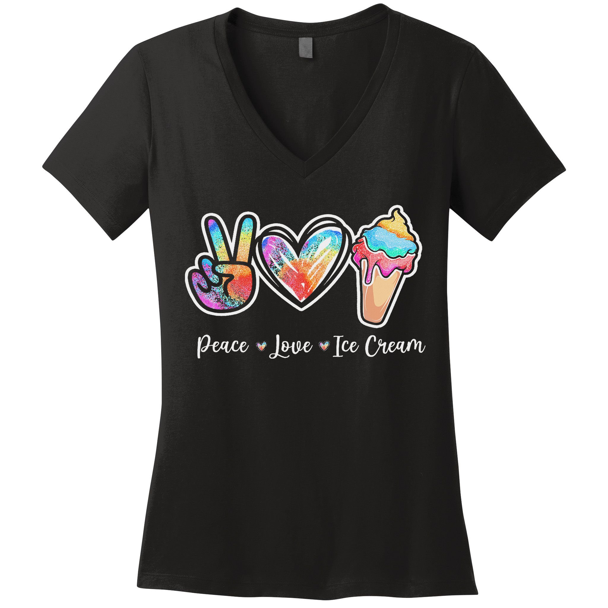 Peace Love Ice Cream Cute For Ns Women Women's V-Neck T-Shirt