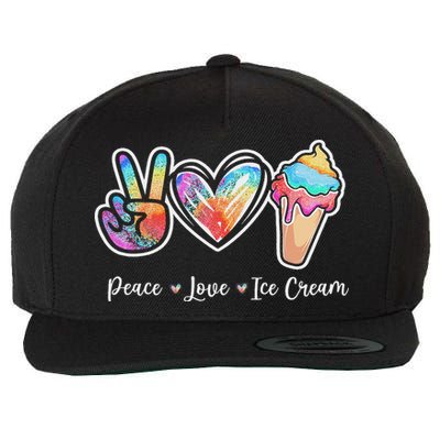 Peace Love Ice Cream Cute For Ns Women Wool Snapback Cap