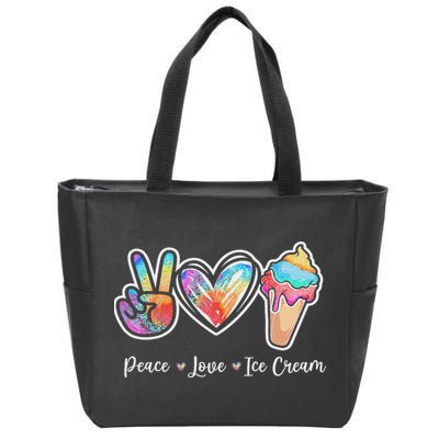 Peace Love Ice Cream Cute For Ns Women Zip Tote Bag