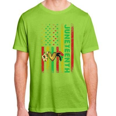 Peace Love Juneteenth Pride African American June 19th Flag Gift Adult ChromaSoft Performance T-Shirt