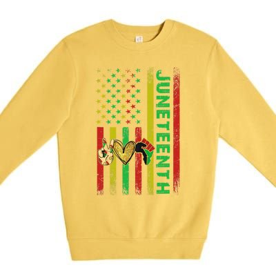 Peace Love Juneteenth Pride African American June 19th Flag Gift Premium Crewneck Sweatshirt