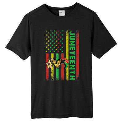 Peace Love Juneteenth Pride African American June 19th Flag Gift Tall Fusion ChromaSoft Performance T-Shirt