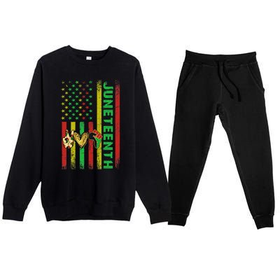 Peace Love Juneteenth Pride African American June 19th Flag Gift Premium Crewneck Sweatsuit Set