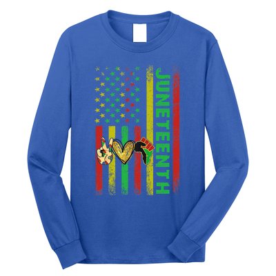 Peace Love Juneteenth Pride African American June 19th Flag Gift Long Sleeve Shirt