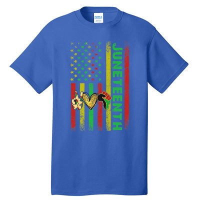 Peace Love Juneteenth Pride African American June 19th Flag Gift Tall T-Shirt