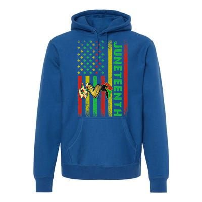 Peace Love Juneteenth Pride African American June 19th Flag Gift Premium Hoodie