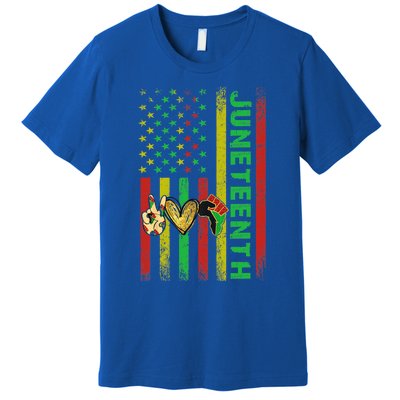 Peace Love Juneteenth Pride African American June 19th Flag Gift Premium T-Shirt