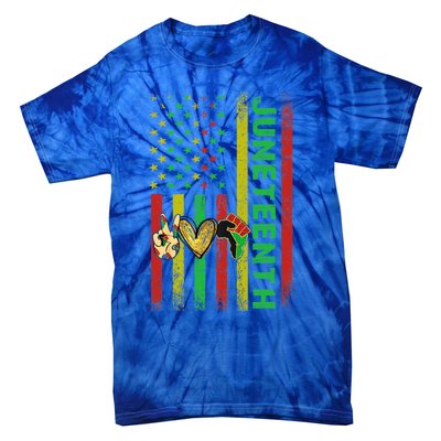 Peace Love Juneteenth Pride African American June 19th Flag Gift Tie-Dye T-Shirt