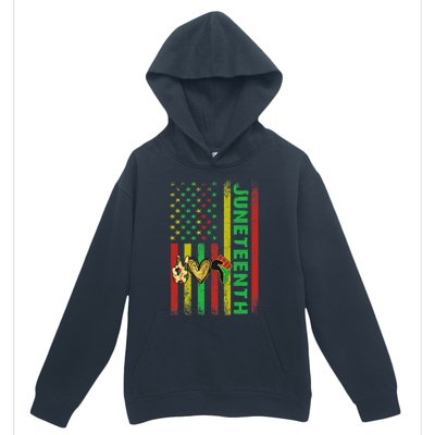 Peace Love Juneteenth Pride African American June 19th Flag Gift Urban Pullover Hoodie