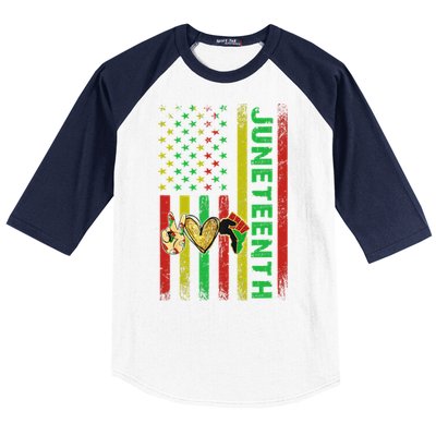 Peace Love Juneteenth Pride African American June 19th Flag Gift Baseball Sleeve Shirt