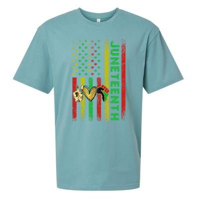 Peace Love Juneteenth Pride African American June 19th Flag Gift Sueded Cloud Jersey T-Shirt