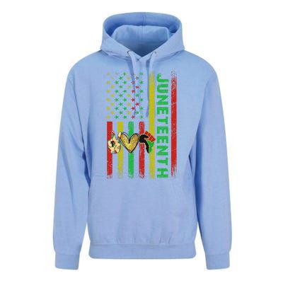 Peace Love Juneteenth Pride African American June 19th Flag Gift Unisex Surf Hoodie