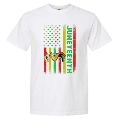 Peace Love Juneteenth Pride African American June 19th Flag Gift Garment-Dyed Heavyweight T-Shirt