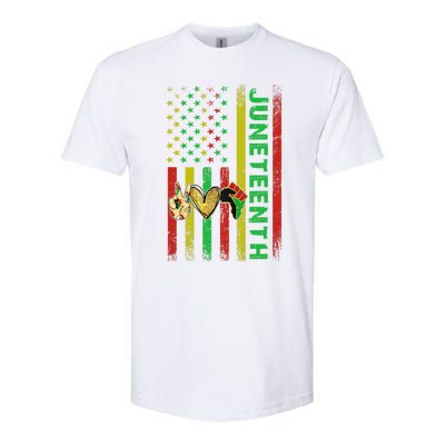 Peace Love Juneteenth Pride African American June 19th Flag Gift Softstyle CVC T-Shirt