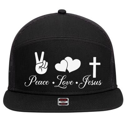Peace Love Jesus - Christian Christ 7 Panel Mesh Trucker Snapback Hat