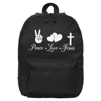 Peace Love Jesus - Christian Christ 16 in Basic Backpack