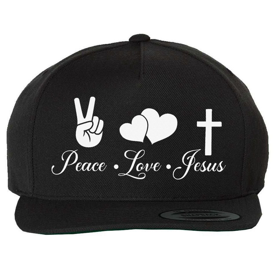 Peace Love Jesus - Christian Christ Wool Snapback Cap