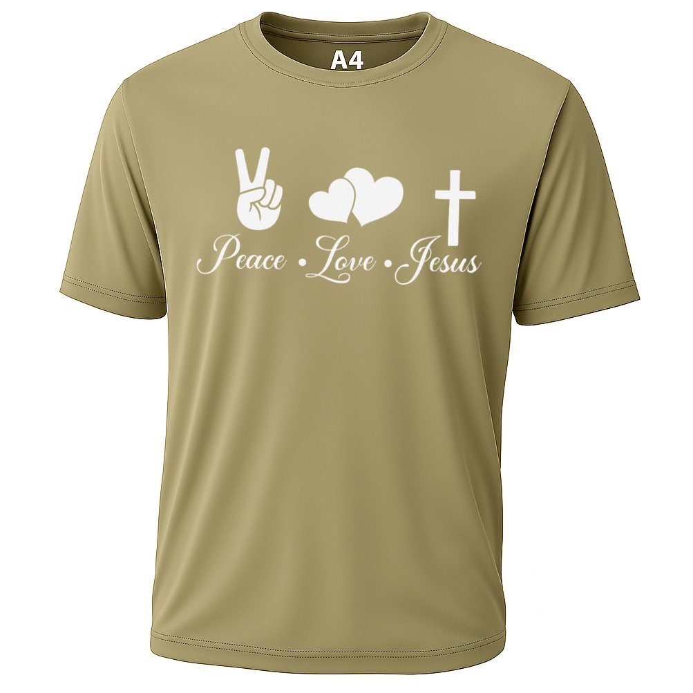 Peace Love Jesus - Christian Christ Cooling Performance Crew T-Shirt