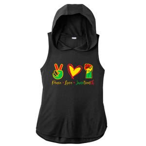 Peace Love Juneteenth Pride Black Black Queen And King Meaningful Gift Ladies PosiCharge Tri-Blend Wicking Draft Hoodie Tank