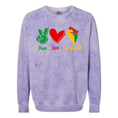 Peace Love June 1865 Black African American Juneteenth Cool Gift Colorblast Crewneck Sweatshirt