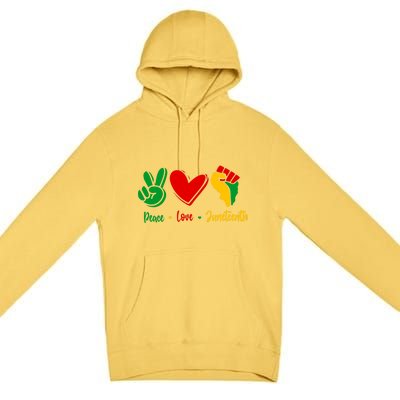 Peace Love June 1865 Black African American Juneteenth Cool Gift Premium Pullover Hoodie