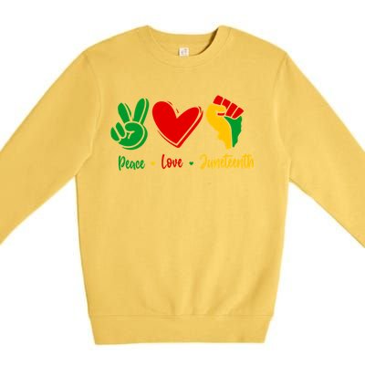 Peace Love June 1865 Black African American Juneteenth Cool Gift Premium Crewneck Sweatshirt