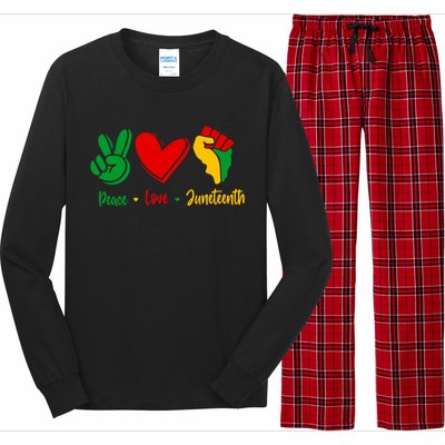 Peace Love June 1865 Black African American Juneteenth Cool Gift Long Sleeve Pajama Set