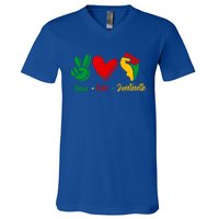 Peace Love June 1865 Black African American Juneteenth Cool Gift V-Neck T-Shirt