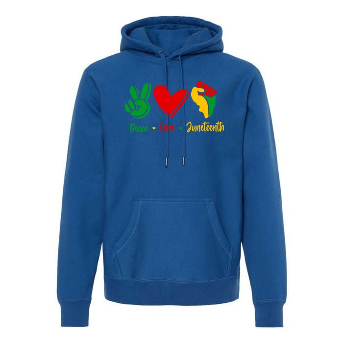 Peace Love June 1865 Black African American Juneteenth Cool Gift Premium Hoodie