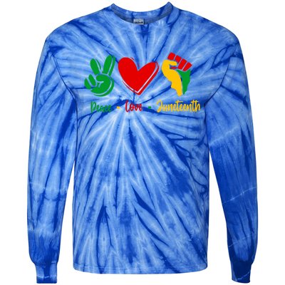 Peace Love June 1865 Black African American Juneteenth Cool Gift Tie-Dye Long Sleeve Shirt