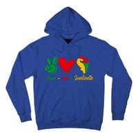 Peace Love June 1865 Black African American Juneteenth Cool Gift Tall Hoodie